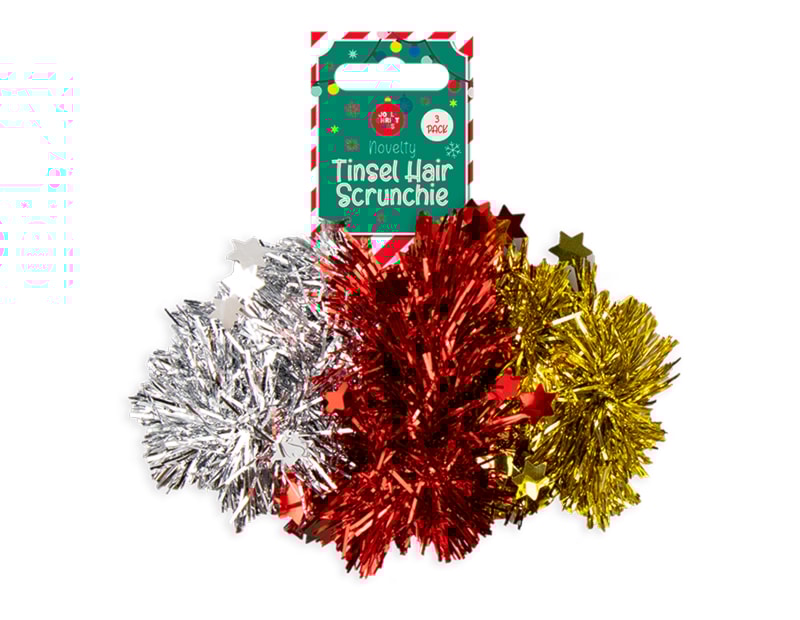 Wholesale Tinsel Hair Scrunchies | Bulk Buy Christmas Hair Accessories Wholesale Tinsel Hair Scrunchies | Bulk Buy Christmas Hair Accessories