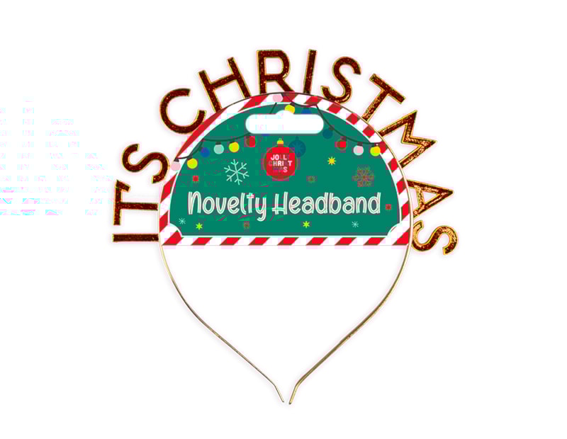 Wholesale Novelty It's Christmas Metal Headband | Bulk Buy Christmas Dress Up Wholesale Novelty It's Christmas Metal Headband