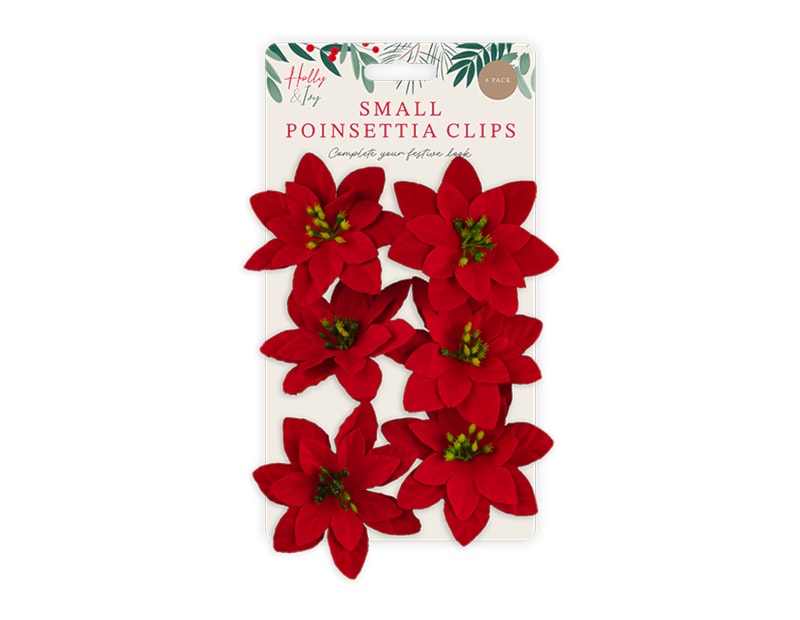 Wholesale 6 small poinsettia clips | wholesale christmas flowers Wholesale 6 small poinsettia clips | wholesale christmas flowers