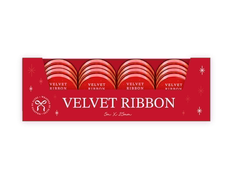 Wholesale Velvet Ribbon 5 x 25mm | Bulk Buy Christmas Gift Wrapping Wholesale Velvet Ribbon 5 x 25mm | Bulk Buy Christmas Gift Wrapping