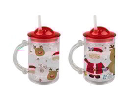 Wholesale Kids Glitter Cup & Straw | Bulk Buy Christmas Homeware Wholesale Kids Glitter Cup & Straw