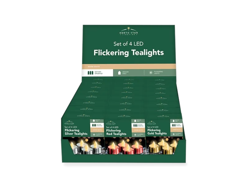 Wholesale LED Metallic Flickering Tea Lights | Bulk Buy Christmas Decorations Wholesale LED Metallic Flickering Tea Lights | Bulk Buy Christmas Decorations