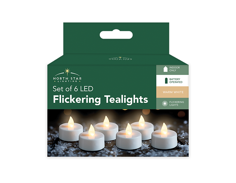Wholesale LED White Flickering Tea Lights | Bulk Buy Christmas Decorations