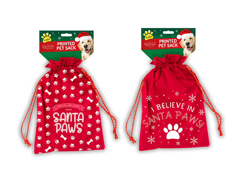 Wholesale Printed Pet Christmas Sack | christmas dog toys wholesale uk