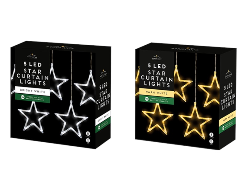 Wholesale 5 LED star curtain Lights - Battery operated Wholesale 5 LED star curtain Lights - Battery operated