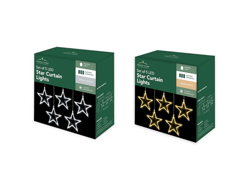 Wholesale 5 LED star curtain Lights - Battery operated Wholesale 5 LED star curtain Lights - Battery operated