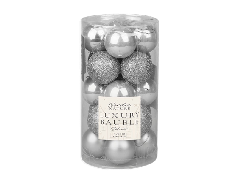 Wholesale Silver luxury assorted baubles 3.5cm Dia Wholesale Silver luxury assorted baubles 3.5cm Dia