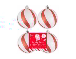 Wholesale Candy Cane Glitter Baubles 4pk Wholesale Candy Cane Glitter Baubles 4pk