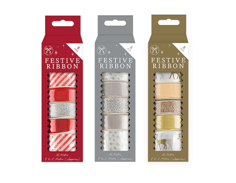 Wholesale Christmas Ribbon - 8 Pack Wholesale Christmas Ribbon - 8 Pack