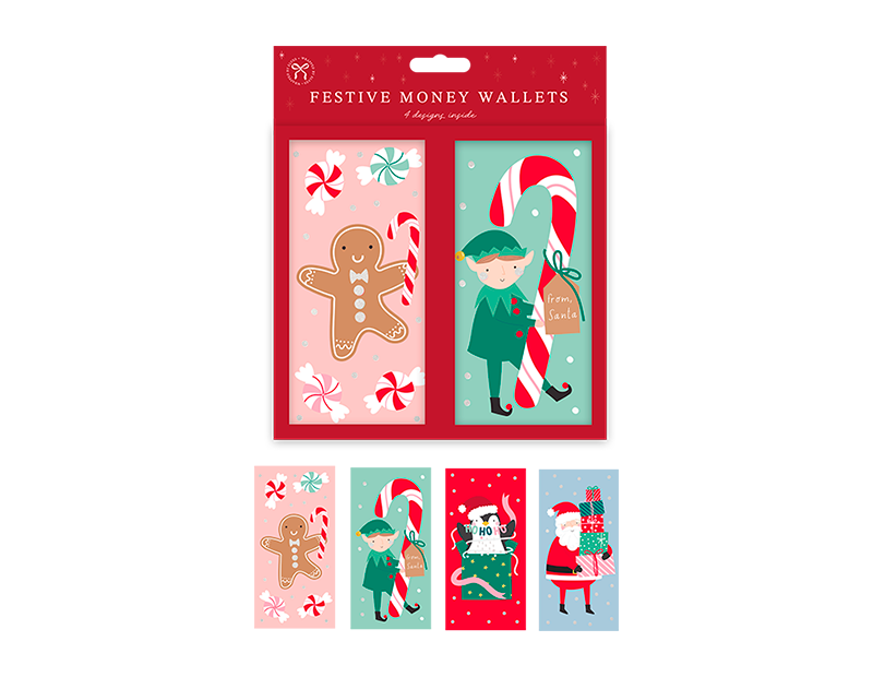 Wholesale Christmas Character Money Wallets | Bulk Buy Christmas Gifting Wholesale Christmas Character Money Wallets - 4 Pack