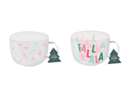 Wholesale Christmas Festive Print Glass Mug Wholesale Christmas Festive Print Glass Mug