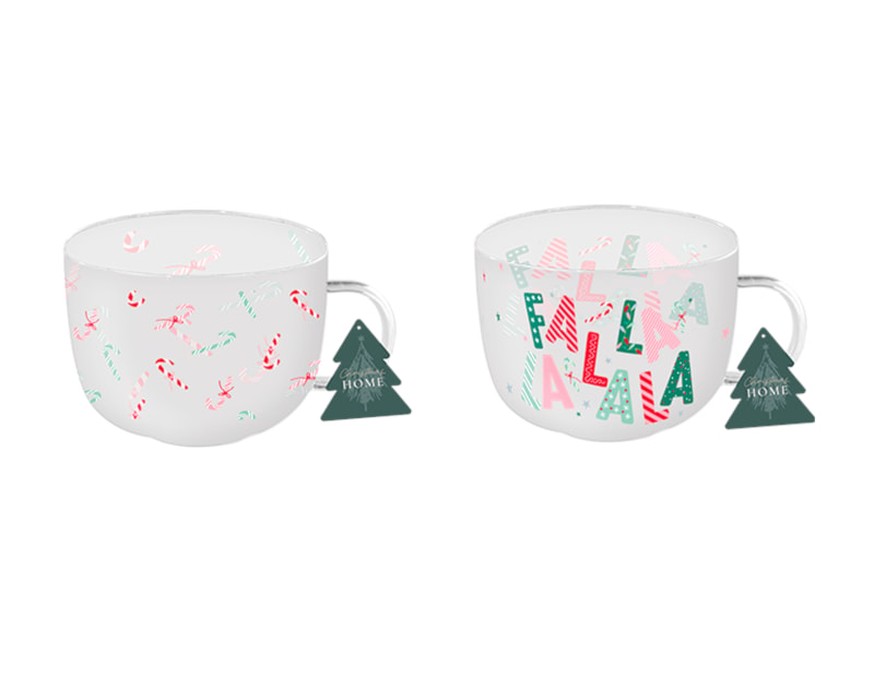 Wholesale Christmas Festive Print Glass Mug Wholesale Christmas Festive Print Glass Mug