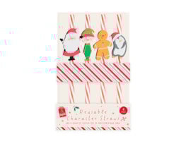 Wholesale Festive Character Re-usable Straws 4pk Wholesale Festive Character Re-usable Straws 4pk