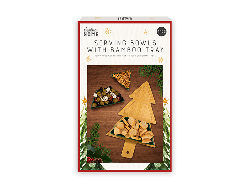 Wholesale Christmas Tree 3 Piece Bowls with Serving Tray