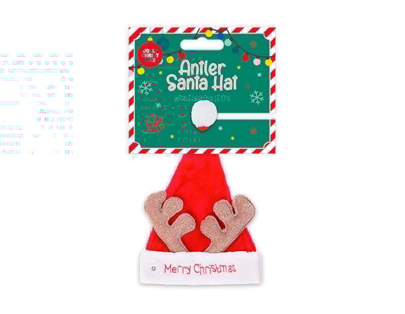 Wholesale Flashing Antler Santa Hat Wholesale Flashing Antler Santa Hat