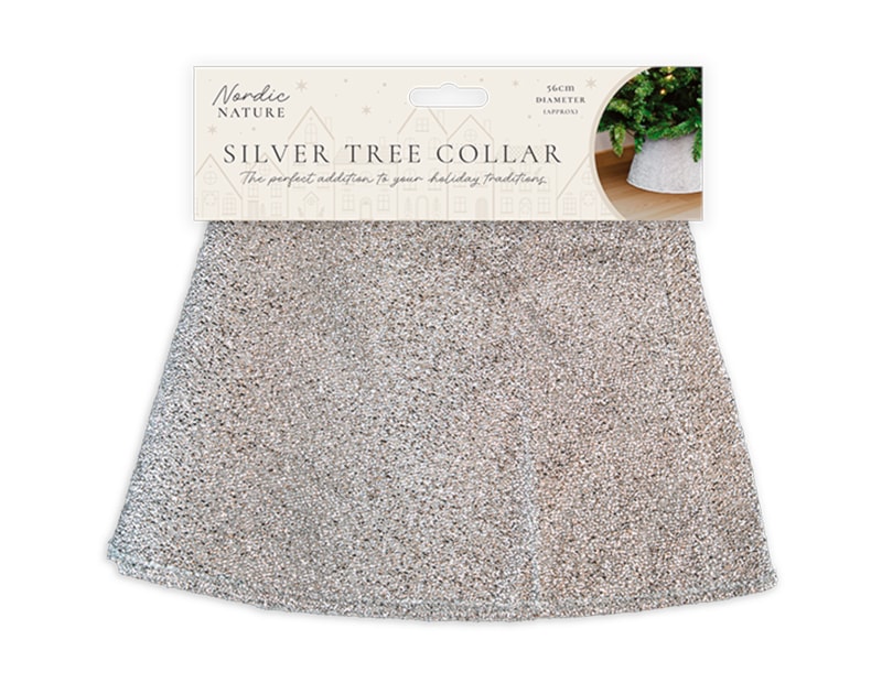 Wholesale Christmas Silver Glitter Tree Collar 56cm Dia Wholesale Christmas Silver Glitter Tree Collar 56cm Dia