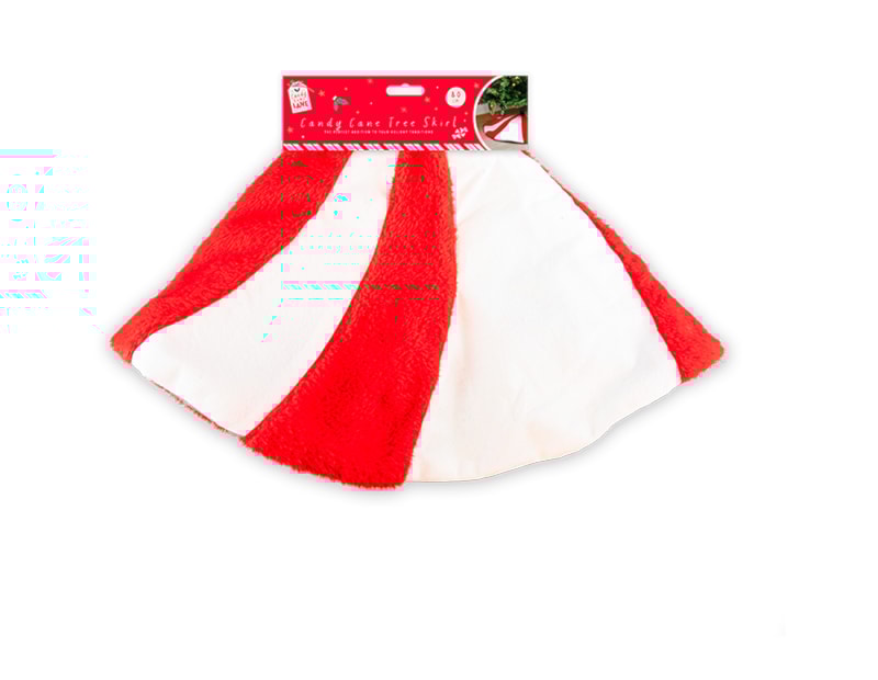 Wholesale Festive Faux Fur Candy Cane Tree Skirt Wholesale Festive Faux Fur Candy Cane Tree Skirt