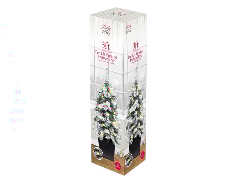 Wholesale Pre-Lit Frosted Christmas Potted Tree 3ft Wholesale Pre-Lit Frosted Christmas Potted Tree 3ft