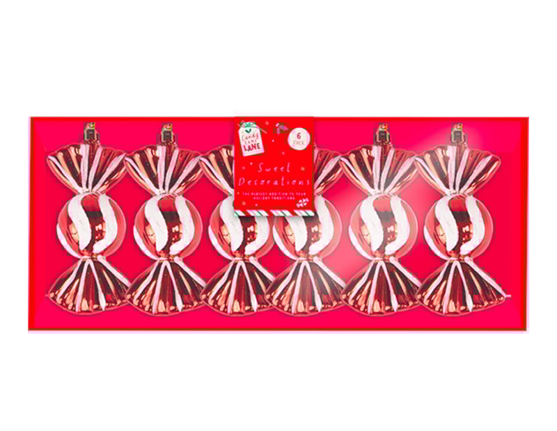 Wholesale Candy Stripe Sweet Baubles 6pk Wholesale Candy Stripe Sweet Baubles 6pk