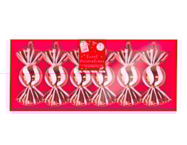 Wholesale Candy Stripe Sweet Baubles 6pk Wholesale Candy Stripe Sweet Baubles 6pk