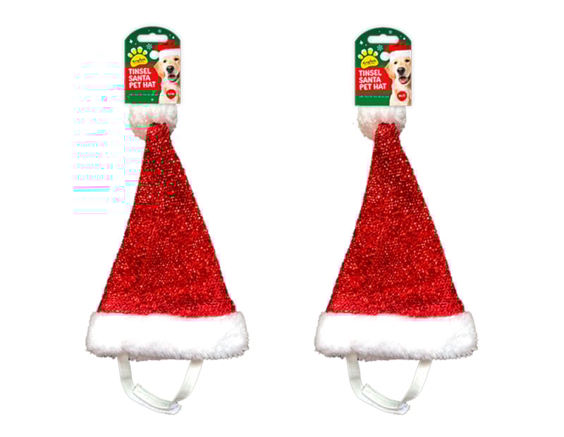 Wholesale Christmas Pet Tinsel Santa Hat Wholesale Christmas Pet Tinsel Santa Hat