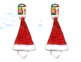 Wholesale Christmas Pet Tinsel Santa Hat Wholesale Christmas Pet Tinsel Santa Hat