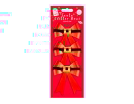 Wholesale Santa Glitter Bows 3pk Wholesale Santa Glitter Bows 3pk