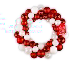 Wholesale Candy Cane Bauble Wreath 35cm Wholesale Candy Cane Bauble Wreath 35cm