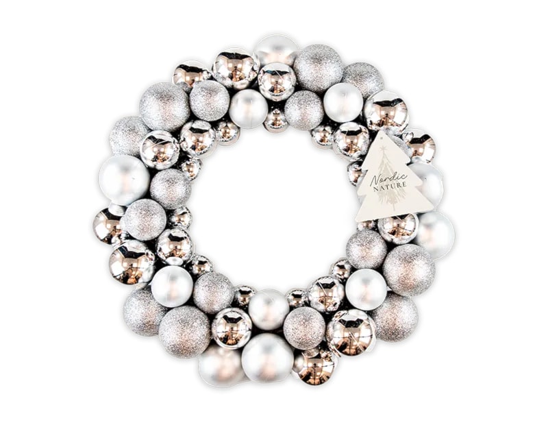 Wholesale Silver Bauble Wreath 35cm Wholesale Silver Bauble Wreath 35cm