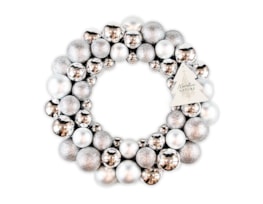 Wholesale Silver Bauble Wreath 35cm