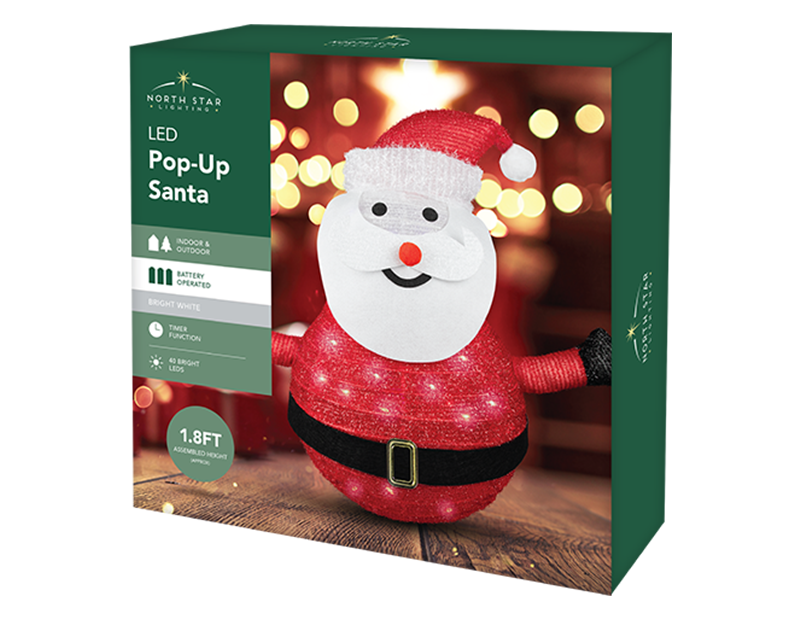 Wholesale Pop-Up 40 LED Santa 55cm x 60cm