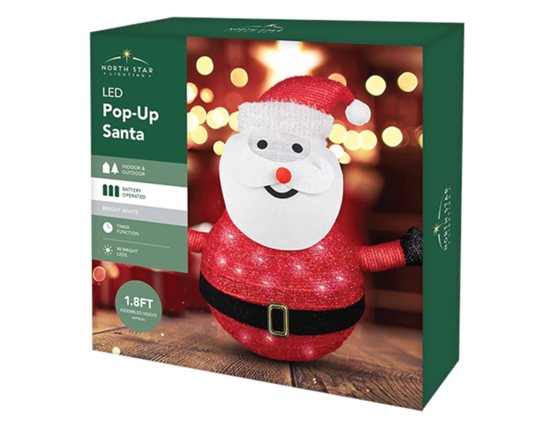 Wholesale Pop-Up 40 LED Santa 55cm x 60cm Wholesale Pop-Up 40 LED Santa 55cm x 60cm