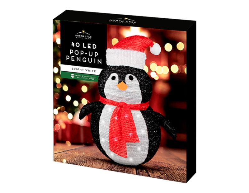Wholesale Pop-Up 40 LED Penguin 55cm x 60cm Wholesale Pop-Up 40 LED Penguin 55cm x 60cm