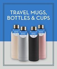 Travel mugs and bottles for keeping drinks hot and cold.