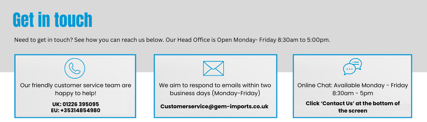 GEM IMPORTS CONTACT US