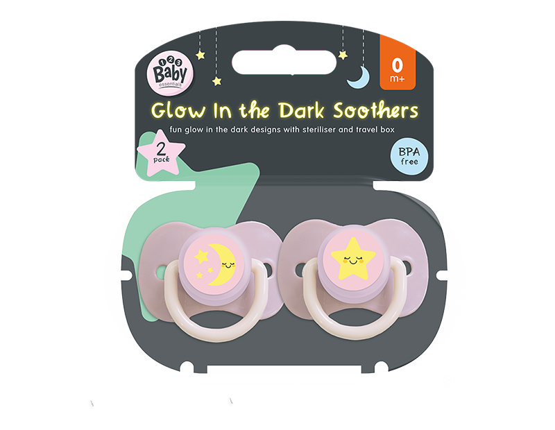 Glow In The Dark Soothers & Travel Box 2pk
