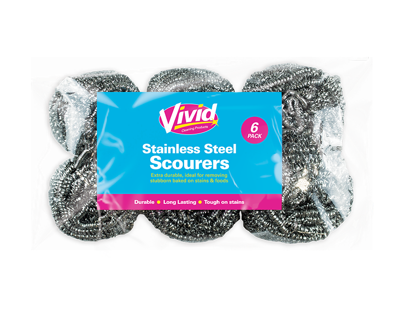 Stainless Steel Scourers - 6 Pack