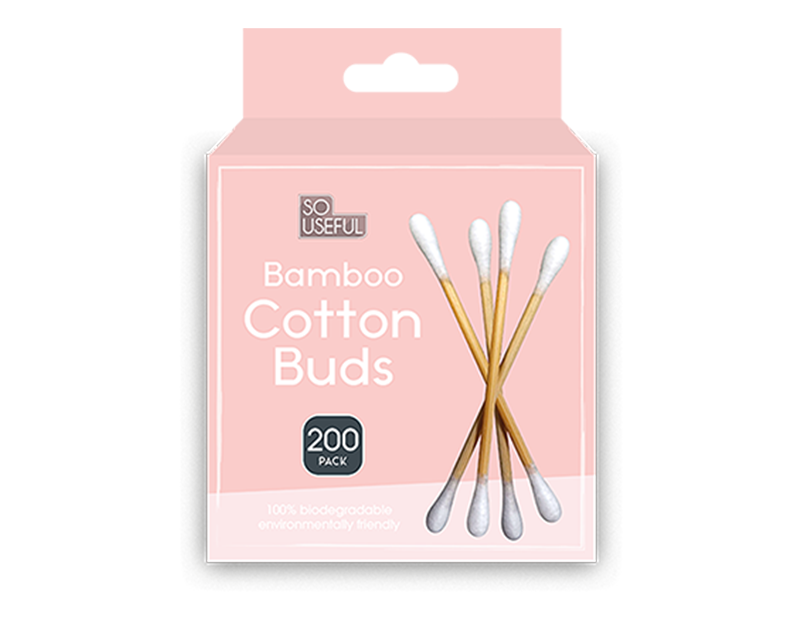 Wholesale Bamboo Cotton Buds 200pk With Clip Strip