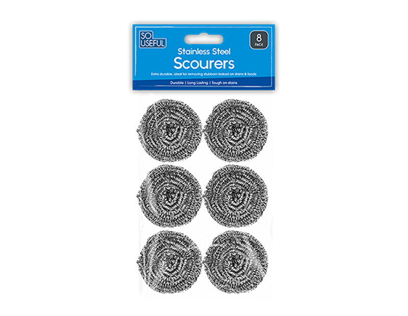 Wholesale Stainless Steel Scourers 8pk With Clip Strip