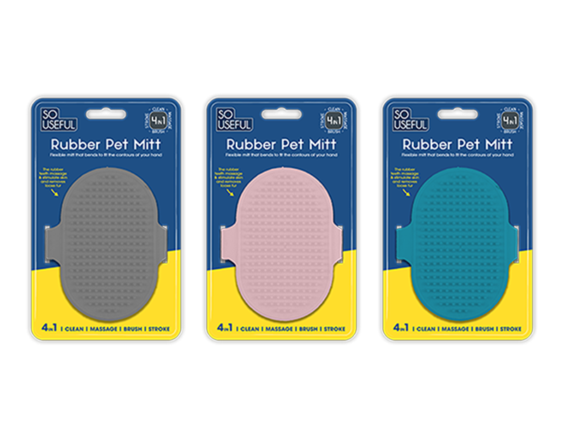 Wholesale 4-in-1 Rubber Pet Mitt With Clip Strip