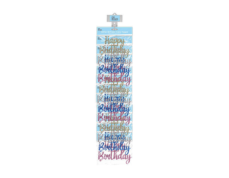 Wholesale Glitter Happy Birthday Cake Topper With Clip Strip