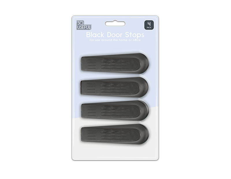 Wholesale Black Door Stops 4pk With Clip Strip