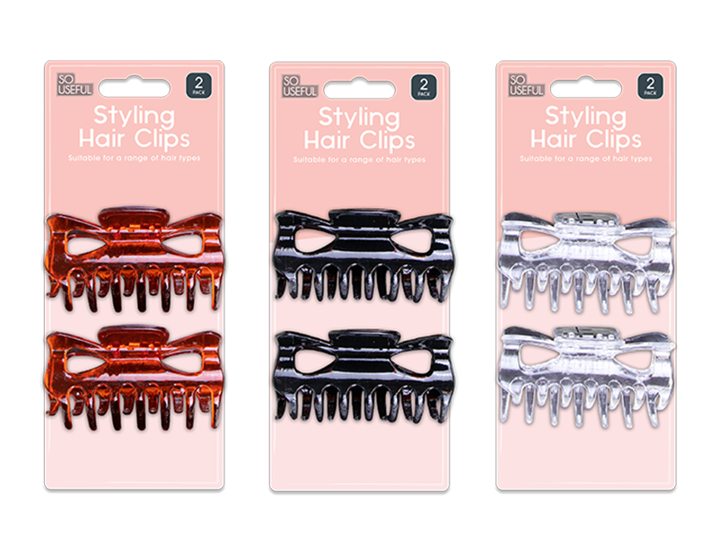 Wholesale Hair Claw Clips 2pk With Clip Strip