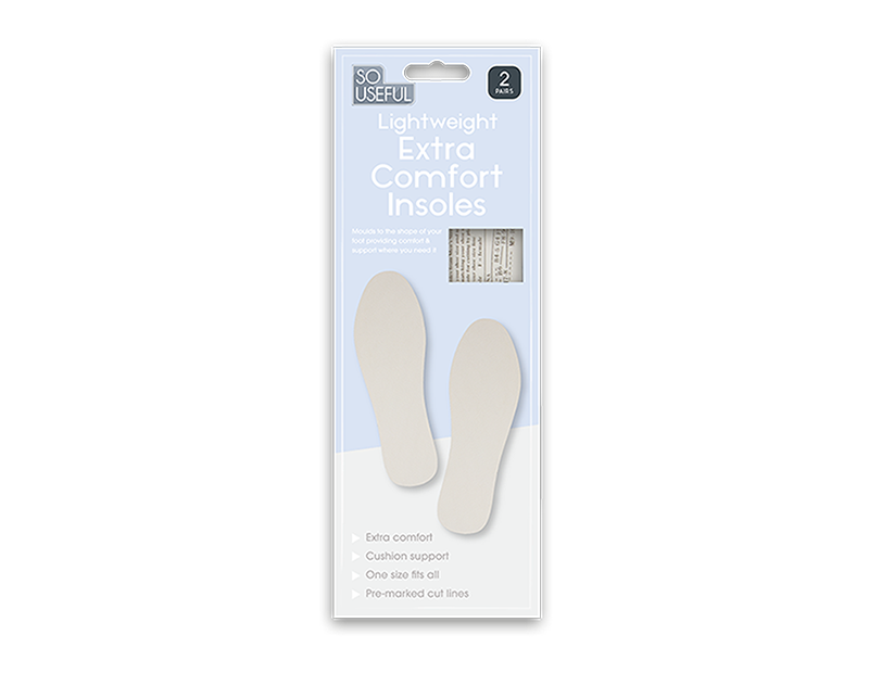 Wholesale Extra Comfort Insoles 2 Pairs With Clip Strip