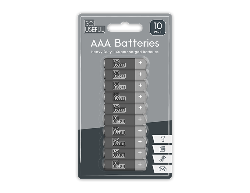 Wholesale AAA Extra Heavy Duty Batteries 10pk with Clip Strip
