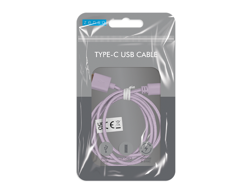 Coloured Braided USB Cable Type C 1m
