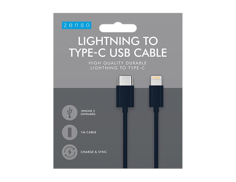 Coloured Type C To Lightening Cable 1m