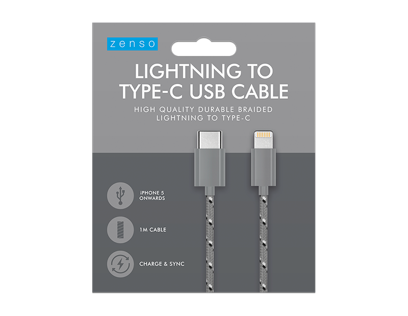 Wholesale Braided Type C To Lightening Cable 1m