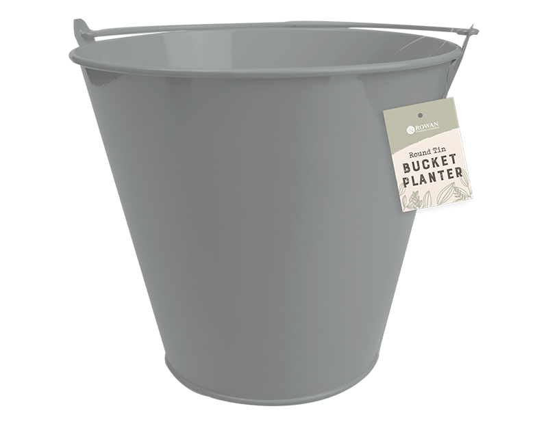 Round Tin Bucket Planter