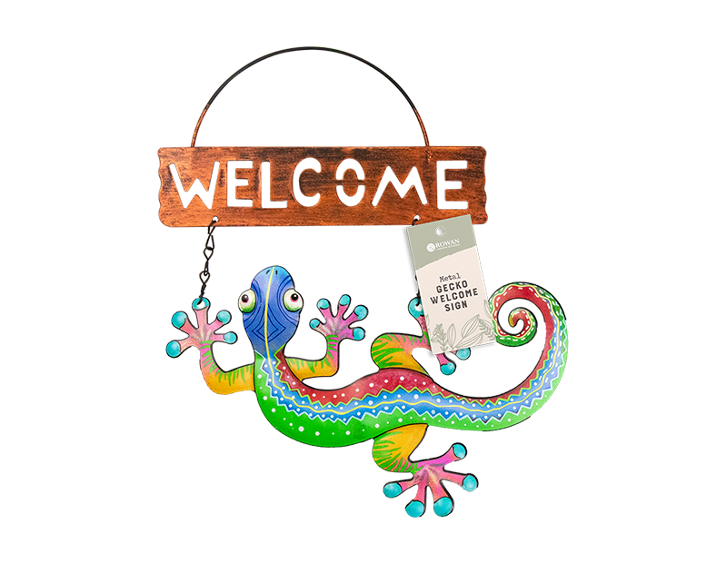 Metal Gecko Welcome Sign